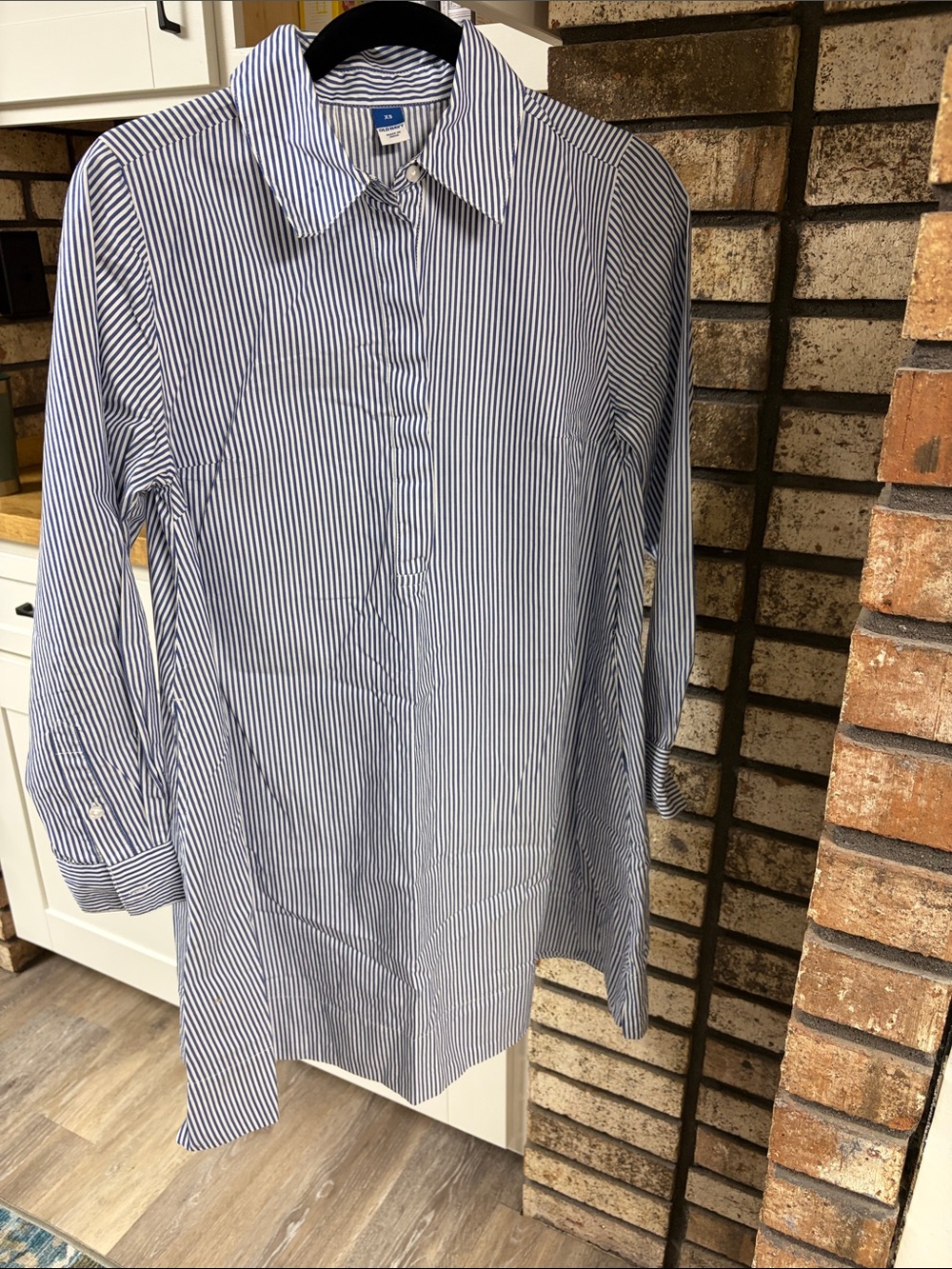 Striped Trapeze Cut Shirt Dress with POCKETS!